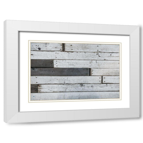 Wood Planks White Modern Wood Framed Art Print with Double Matting by Mossholder, Tim