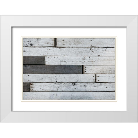 Wood Planks White Modern Wood Framed Art Print with Double Matting by Mossholder, Tim