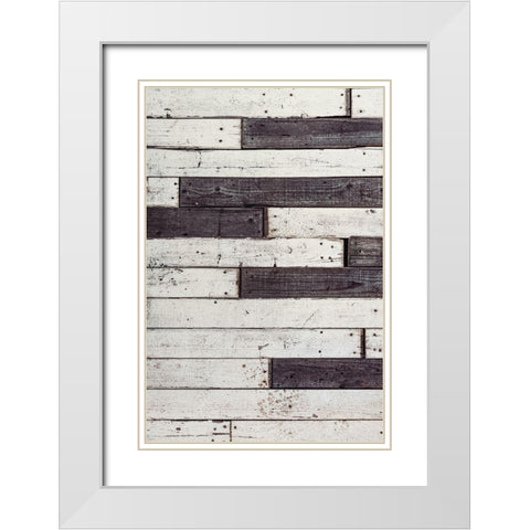 Wood Planks White Modern Wood Framed Art Print with Double Matting by Mossholder, Tim