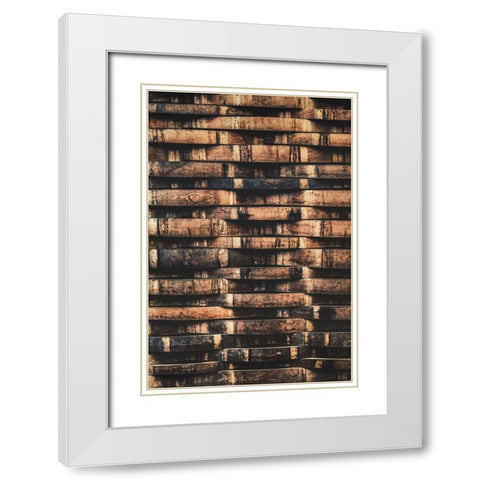Wine Barrel Slats White Modern Wood Framed Art Print with Double Matting by Mossholder, Tim