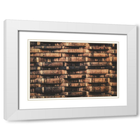 Wine Barrel Slats White Modern Wood Framed Art Print with Double Matting by Mossholder, Tim