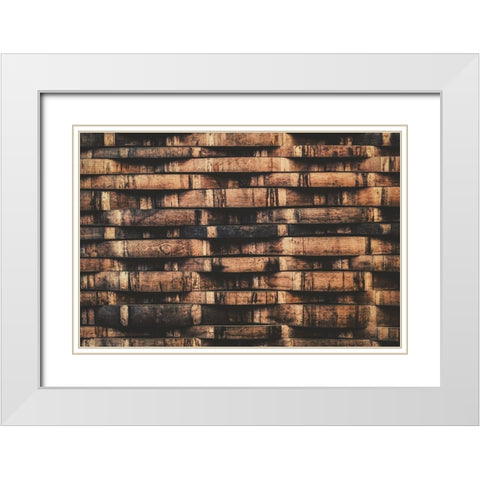 Wine Barrel Slats White Modern Wood Framed Art Print with Double Matting by Mossholder, Tim