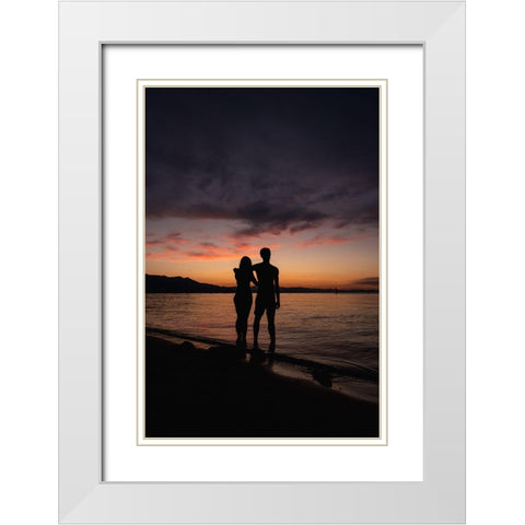 Couple Silhouette White Modern Wood Framed Art Print with Double Matting by Mossholder, Tim