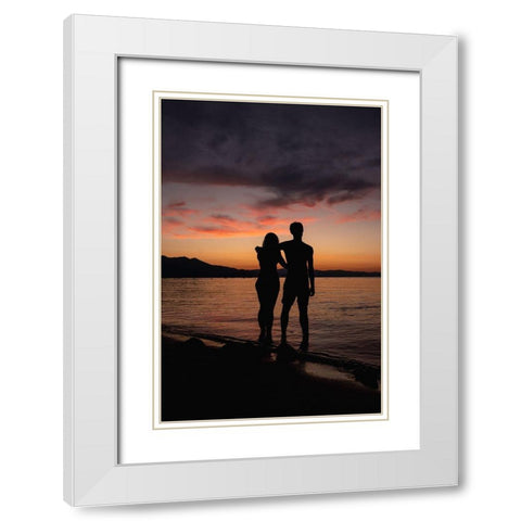 Couple Silhouette White Modern Wood Framed Art Print with Double Matting by Mossholder, Tim