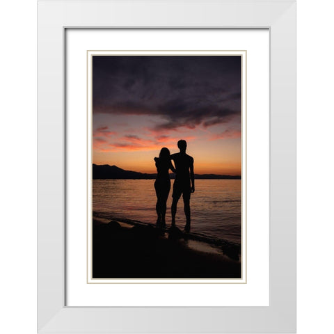 Couple Silhouette White Modern Wood Framed Art Print with Double Matting by Mossholder, Tim
