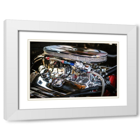 Auto Engine White Modern Wood Framed Art Print with Double Matting by Mossholder, Tim