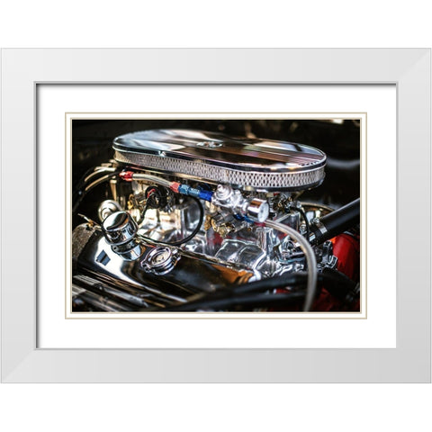 Auto Engine White Modern Wood Framed Art Print with Double Matting by Mossholder, Tim