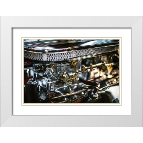 Auto Engine White Modern Wood Framed Art Print with Double Matting by Mossholder, Tim