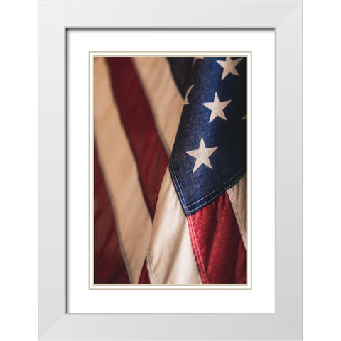 USA Flag White Modern Wood Framed Art Print with Double Matting by Mossholder, Tim