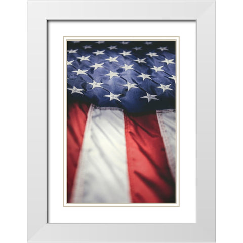 Old Glory White Modern Wood Framed Art Print with Double Matting by Mossholder, Tim