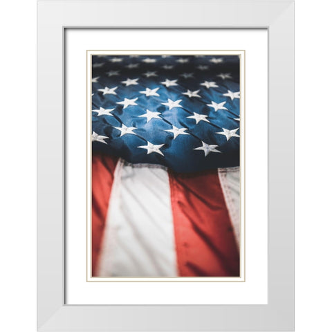Old Glory White Modern Wood Framed Art Print with Double Matting by Mossholder, Tim