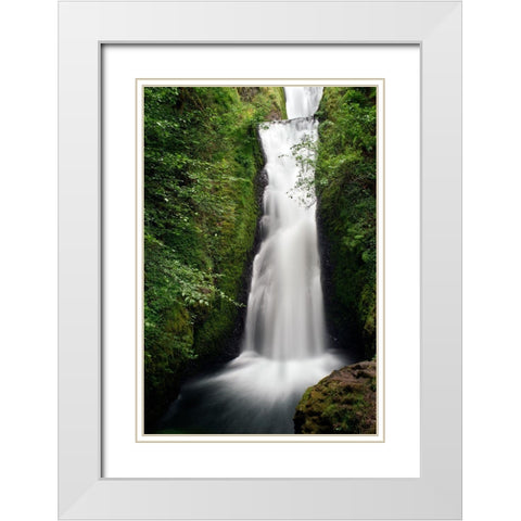 Bridal Veil Falls White Modern Wood Framed Art Print with Double Matting by Mossholder, Tim