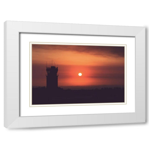 Orange Airport White Modern Wood Framed Art Print with Double Matting by Mossholder, Tim