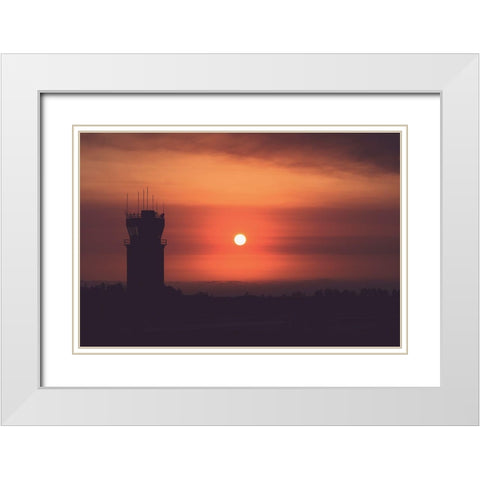 Orange Airport White Modern Wood Framed Art Print with Double Matting by Mossholder, Tim