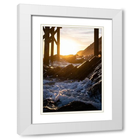 Coast at Sunset White Modern Wood Framed Art Print with Double Matting by Mossholder, Tim