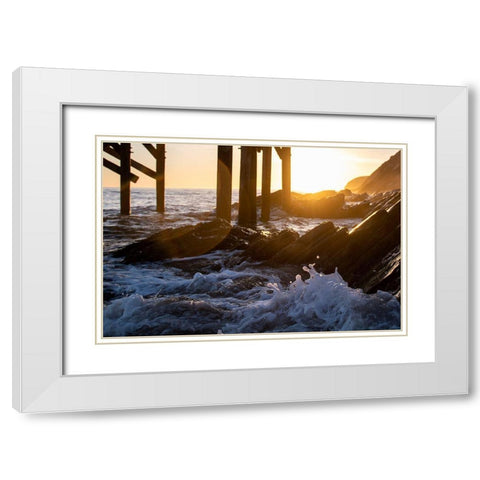 Coast at Sunset White Modern Wood Framed Art Print with Double Matting by Mossholder, Tim