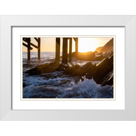 Coast at Sunset White Modern Wood Framed Art Print with Double Matting by Mossholder, Tim
