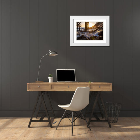 Coast at Sunset White Modern Wood Framed Art Print with Double Matting by Mossholder, Tim