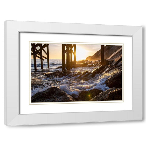 Coast at Sunset White Modern Wood Framed Art Print with Double Matting by Mossholder, Tim