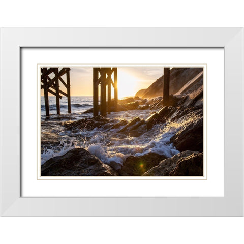 Coast at Sunset White Modern Wood Framed Art Print with Double Matting by Mossholder, Tim