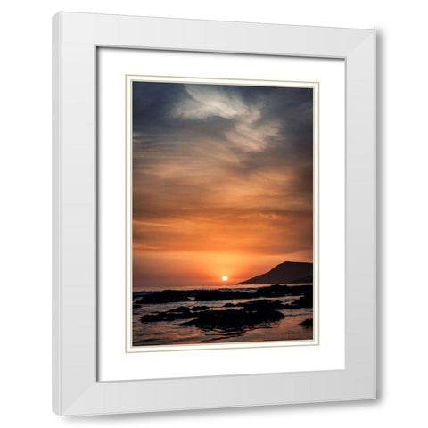 Orange Sunset White Modern Wood Framed Art Print with Double Matting by Mossholder, Tim
