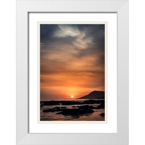 Orange Sunset White Modern Wood Framed Art Print with Double Matting by Mossholder, Tim