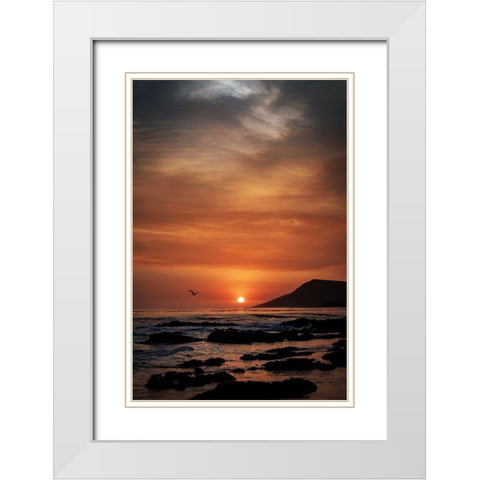 Orange Sunset White Modern Wood Framed Art Print with Double Matting by Mossholder, Tim