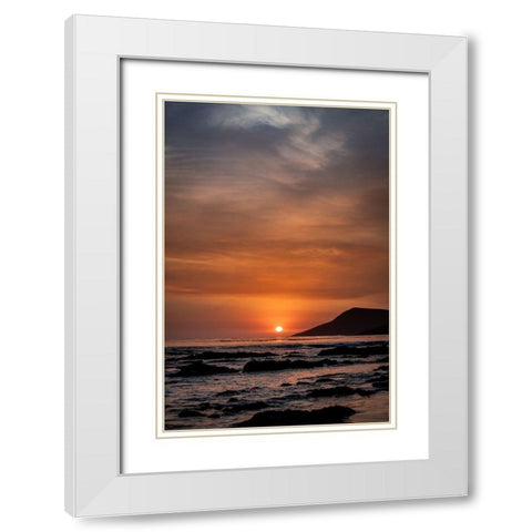 Orange Sunset White Modern Wood Framed Art Print with Double Matting by Mossholder, Tim