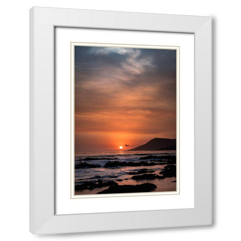 Orange Sunset White Modern Wood Framed Art Print with Double Matting by Mossholder, Tim