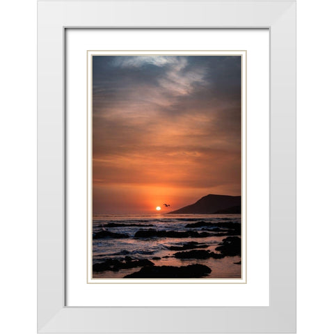 Orange Sunset White Modern Wood Framed Art Print with Double Matting by Mossholder, Tim
