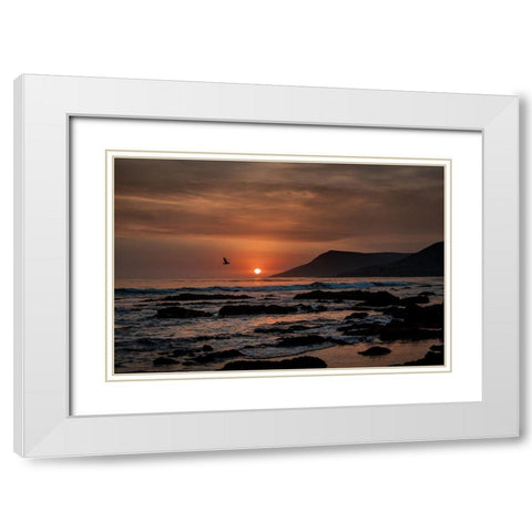 Orange Sunset White Modern Wood Framed Art Print with Double Matting by Mossholder, Tim