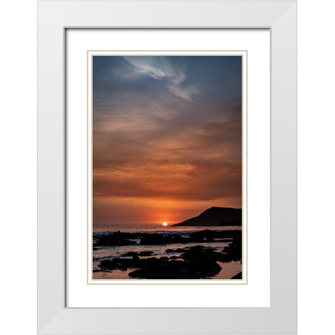 Orange Sunset White Modern Wood Framed Art Print with Double Matting by Mossholder, Tim