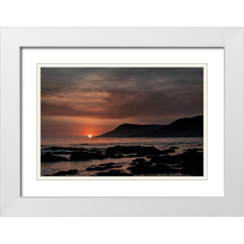 Orange Sunset White Modern Wood Framed Art Print with Double Matting by Mossholder, Tim