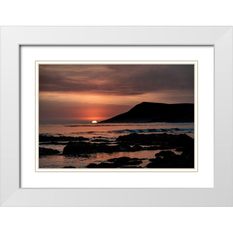 Orange Sunset White Modern Wood Framed Art Print with Double Matting by Mossholder, Tim