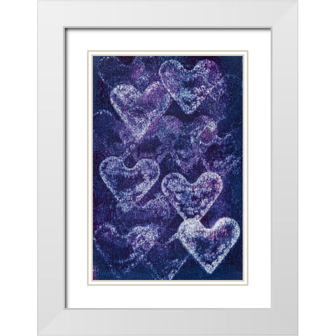 Painted Hearts White Modern Wood Framed Art Print with Double Matting by Mossholder, Tim