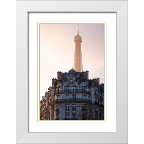 The Peeking Eiffel White Modern Wood Framed Art Print with Double Matting by Chodus, Yochai