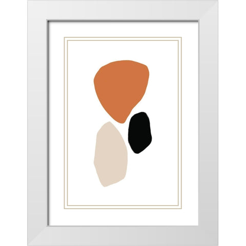 Abstract Shapes White Modern Wood Framed Art Print with Double Matting by Sawall, Anastasia