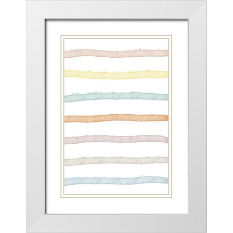 Colorful Lines White Modern Wood Framed Art Print with Double Matting by Sawall, Anastasia