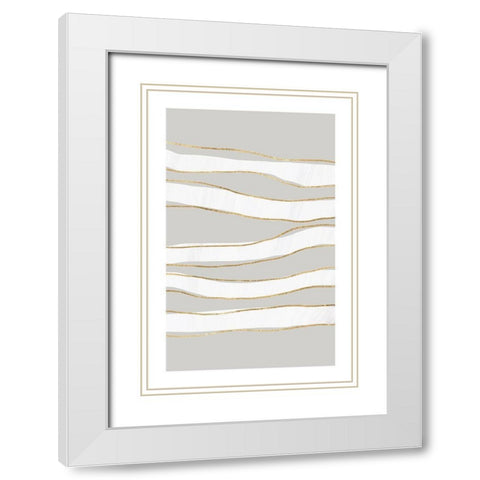 Lines White Modern Wood Framed Art Print with Double Matting by Sawall, Anastasia