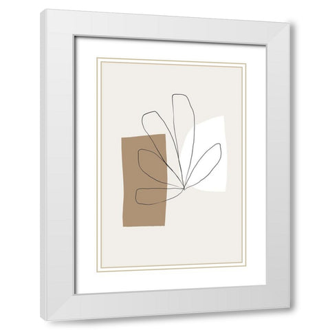 Flower and Shapes White Modern Wood Framed Art Print with Double Matting by Sawall, Anastasia