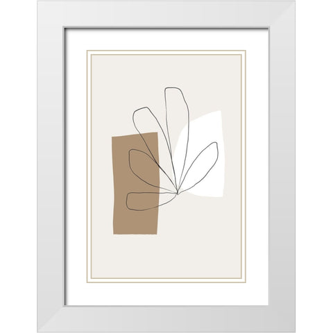 Flower and Shapes White Modern Wood Framed Art Print with Double Matting by Sawall, Anastasia