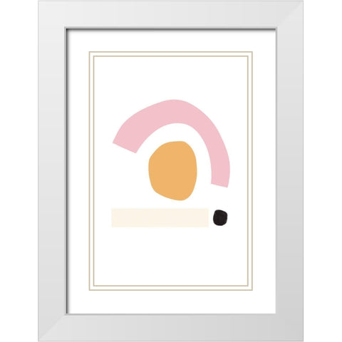 Happy Shapes White Modern Wood Framed Art Print with Double Matting by Sawall, Anastasia