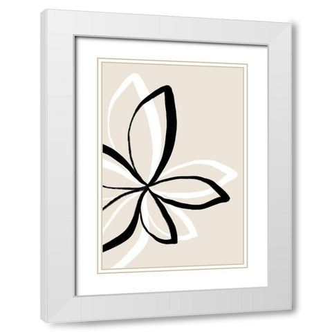 Abstract Flowers White Modern Wood Framed Art Print with Double Matting by Sawall, Anastasia
