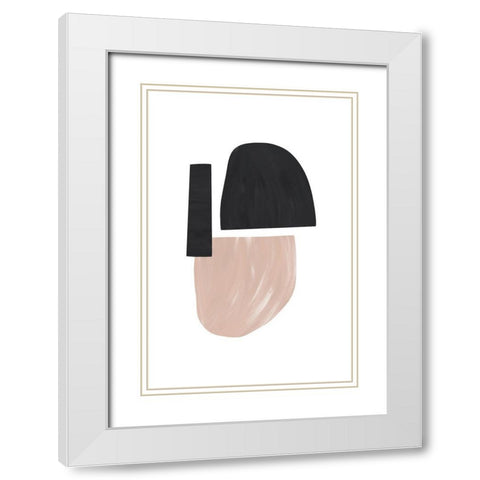 Black and Nude Abstract Shapes White Modern Wood Framed Art Print with Double Matting by Sawall, Anastasia