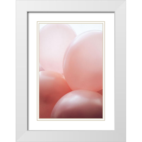 Rosy Balloons White Modern Wood Framed Art Print with Double Matting by Sawall, Anastasia