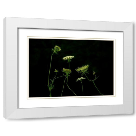 A Green Dance White Modern Wood Framed Art Print with Double Matting by Chen, Jennifer