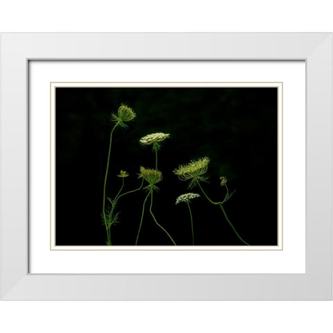 A Green Dance White Modern Wood Framed Art Print with Double Matting by Chen, Jennifer