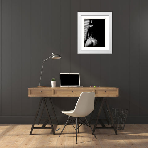 1 P.M. White Modern Wood Framed Art Print with Double Matting by Chai Telan, Thanakorn