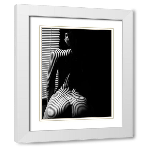 1 P.M. White Modern Wood Framed Art Print with Double Matting by Chai Telan, Thanakorn