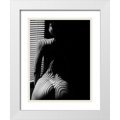 1 P.M. White Modern Wood Framed Art Print with Double Matting by Chai Telan, Thanakorn